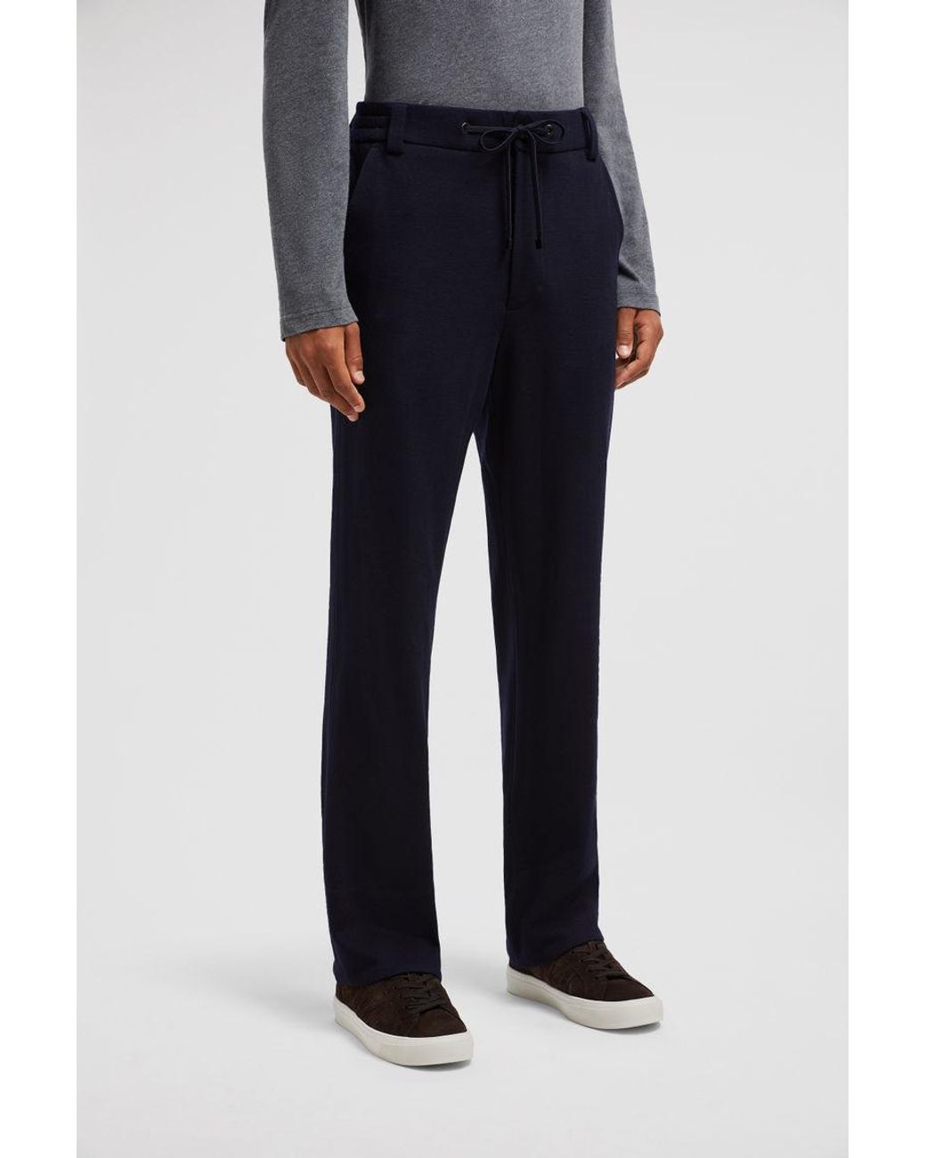 Moncler Blue Drawstring Straight-Leg Trousers for men