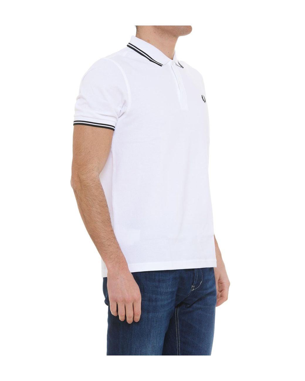 Fred Perry White Twin Tipped Piqué Polo Shirt for men