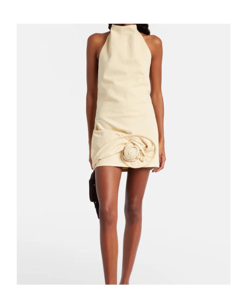 Magda Butrym Natural Floral-Appliqué Denim Minidress