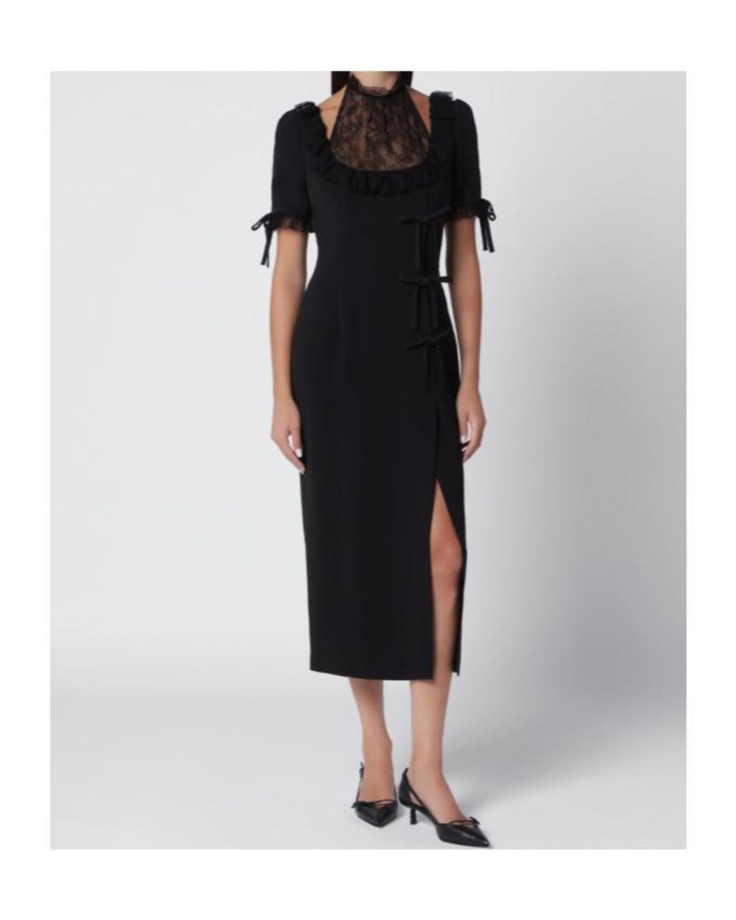 Alessandra Rich Black Lace-Trim Dress