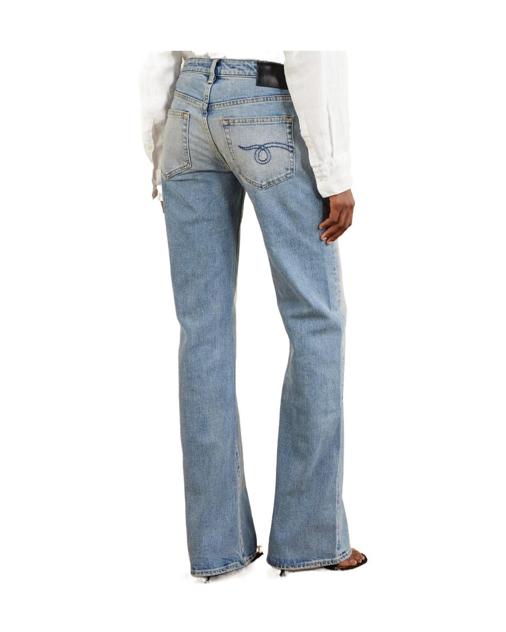 R13 Blue Flare Low-Rise Jeans