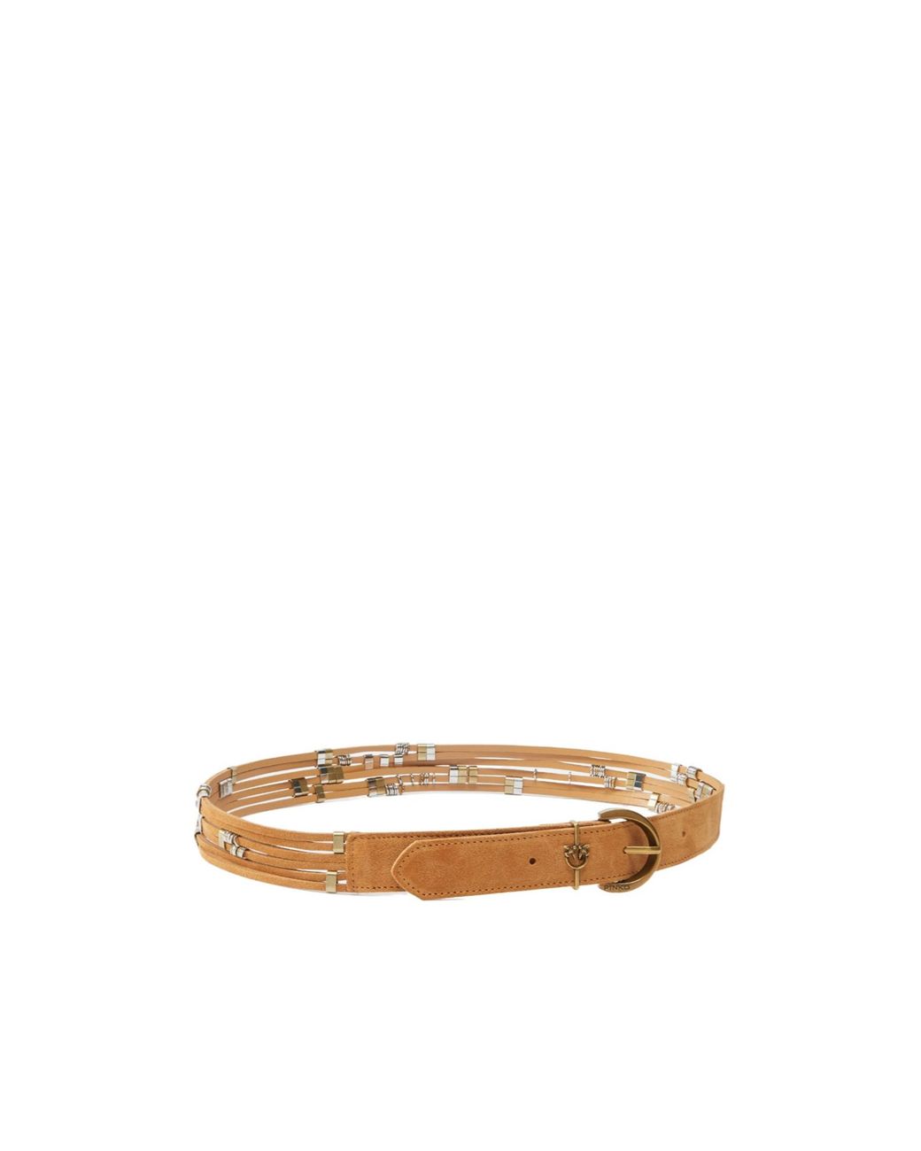 Pinko White Suede Belt With Loops, 3Cm