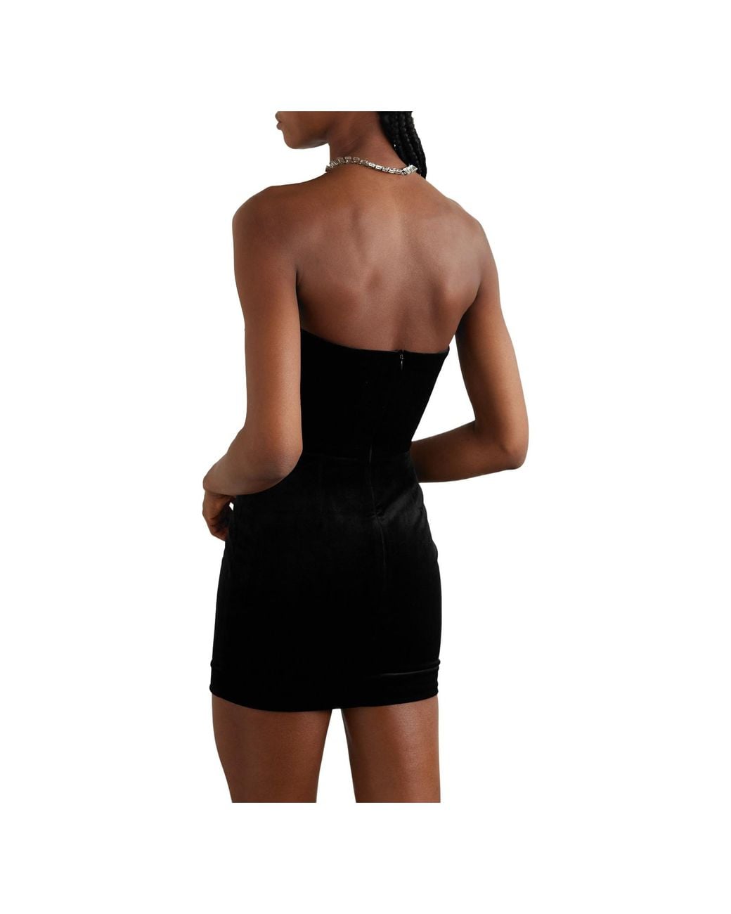 Alex Perry Black Strapless Stretch Velvet Mini Dress