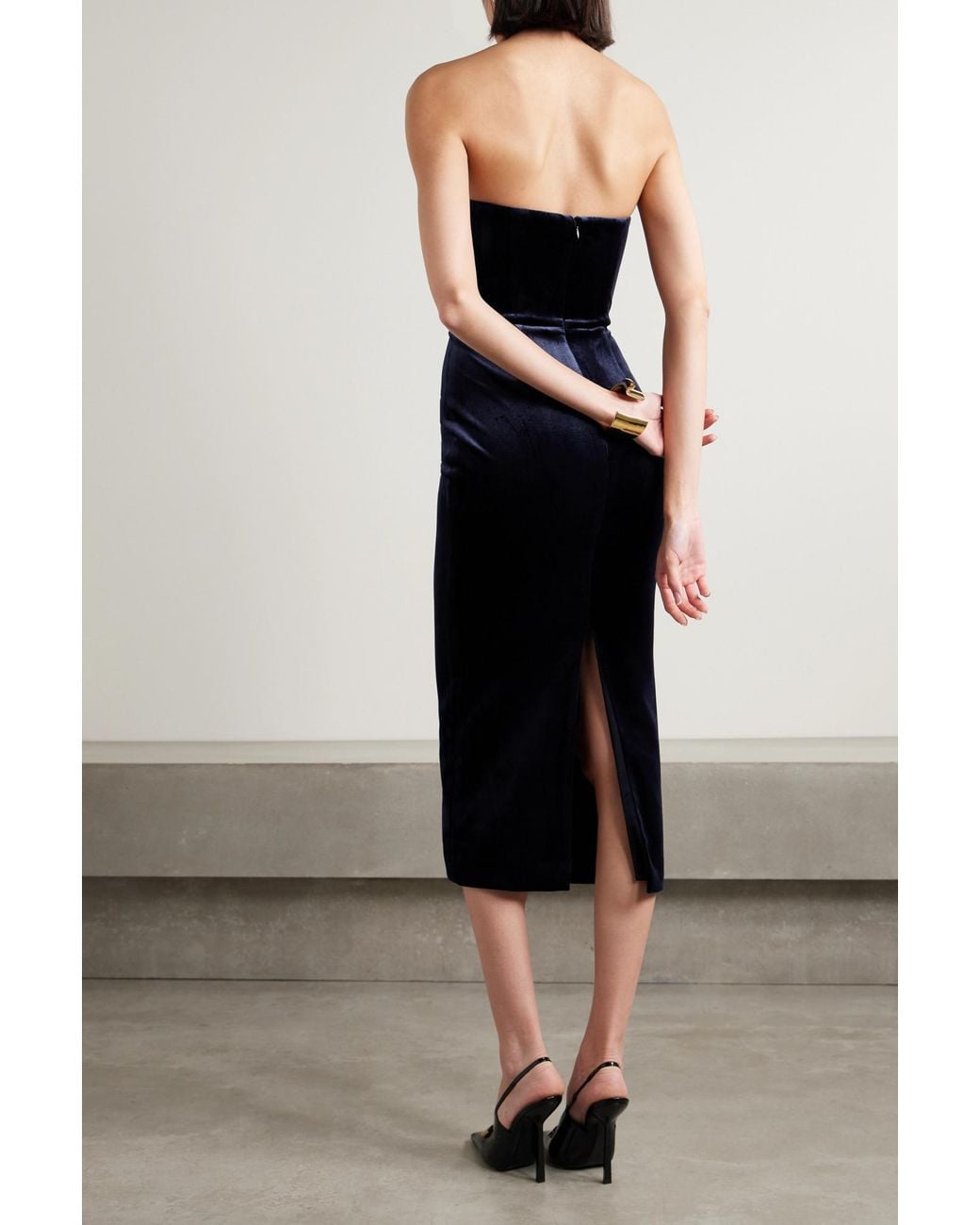 Alex Perry Blue Mid-Length Velvet Dress