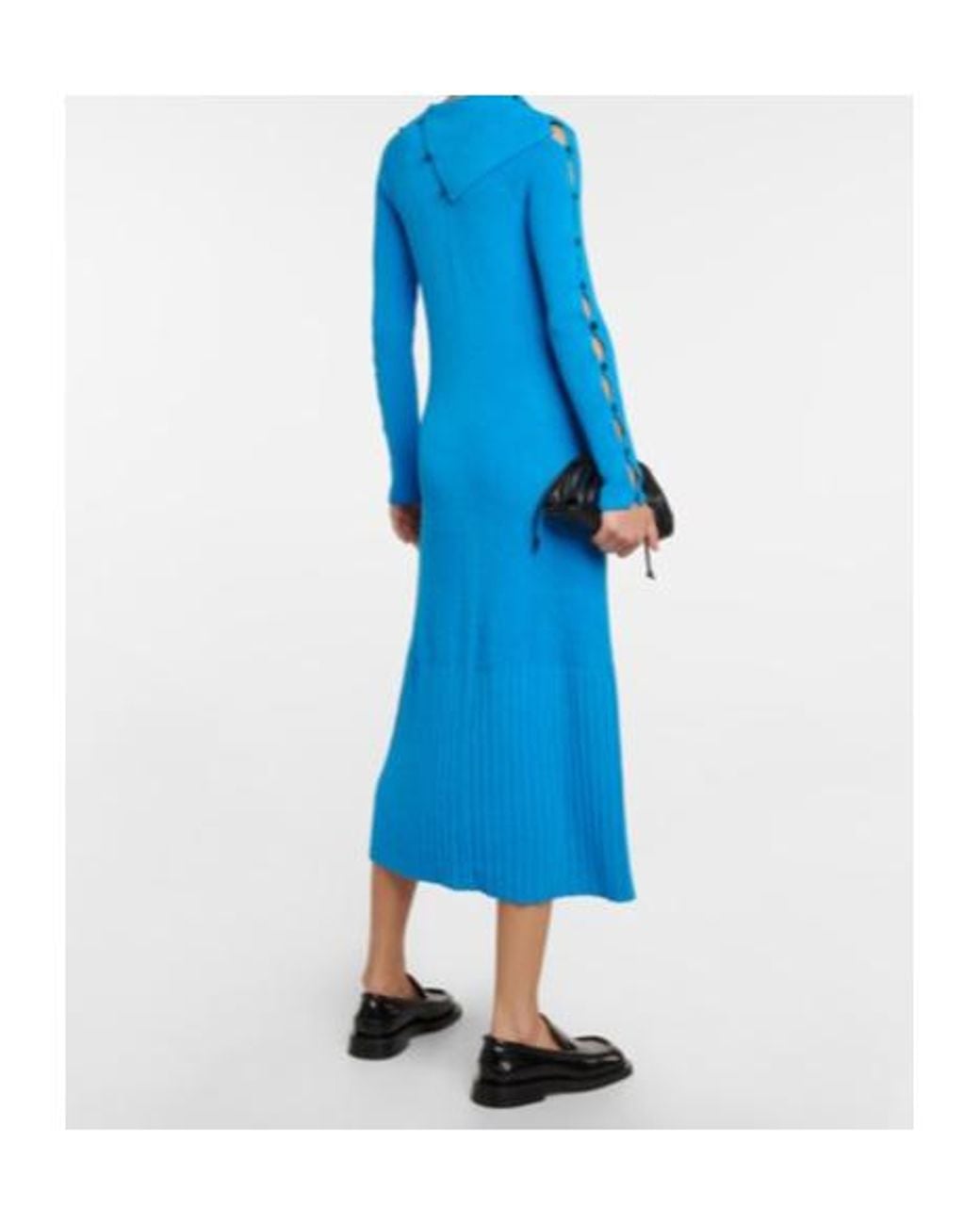 Proenza Schouler Blue Ribbed-Knit Cotton-Blend Sweater Dress