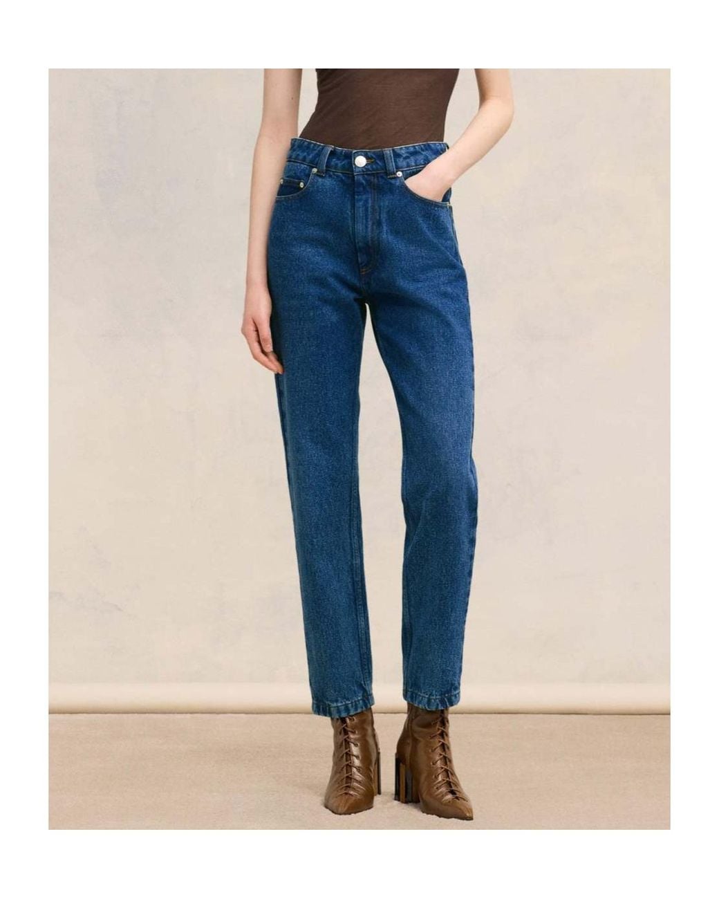AMI Blue Straight-Leg Slim Fit Jeans