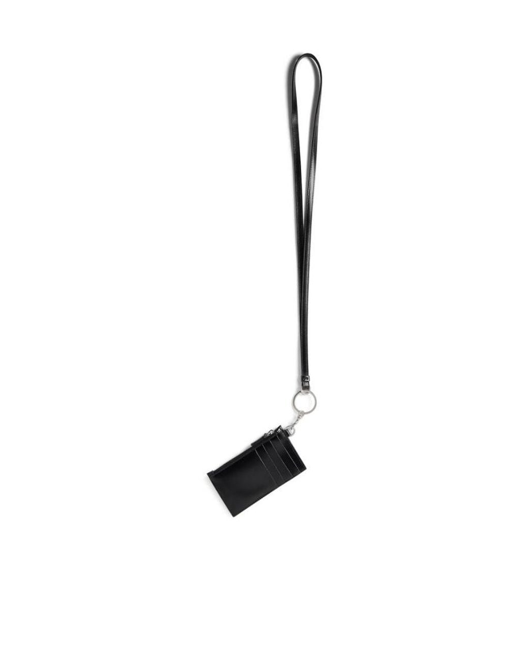 Balenciaga White Cash Logo Printed Lanyard Cardholder for men
