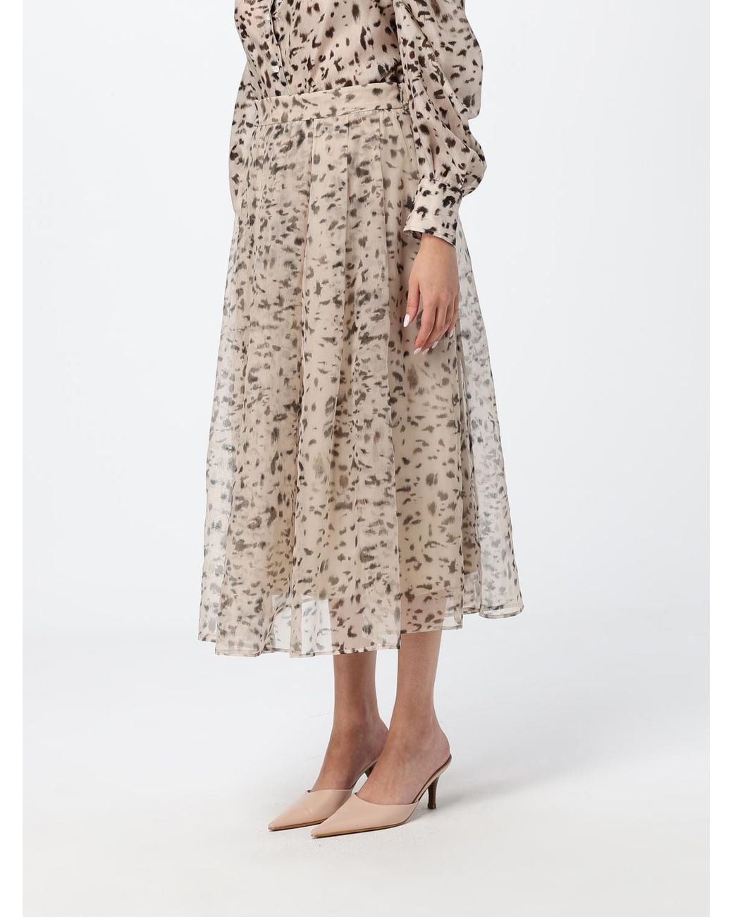 Brunello Cucinelli Brown Flared Midi Skirt