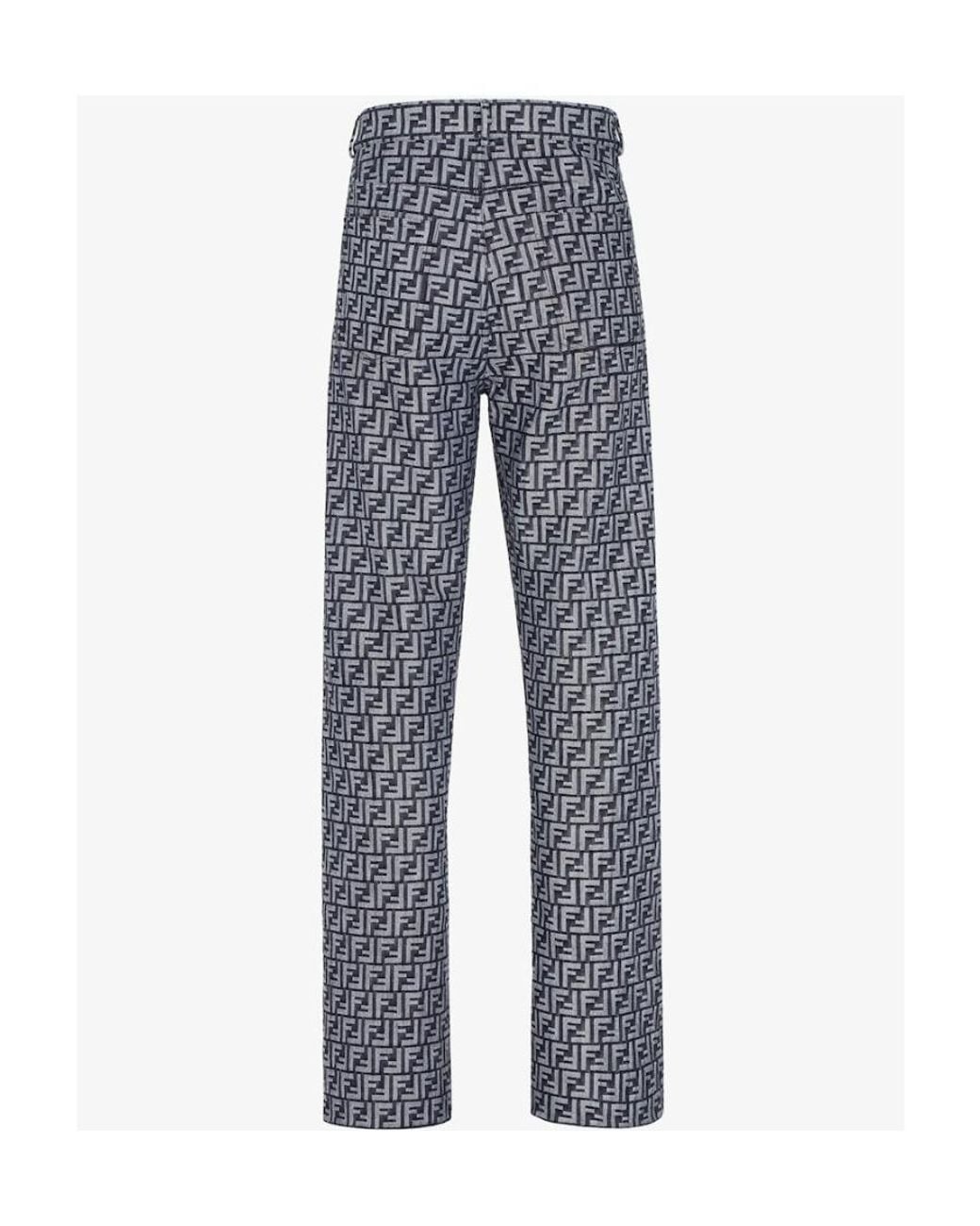 Fendi Blue Ff-Detailed Straight Jeans for men