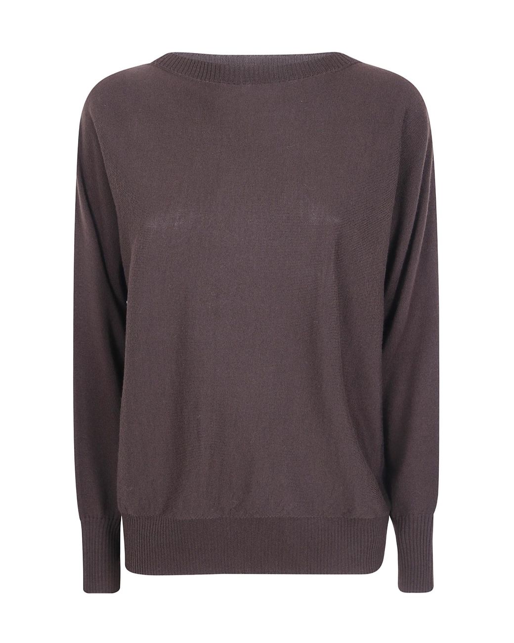 D.exterior Brown Oversized Round Neck Knitted Sweater