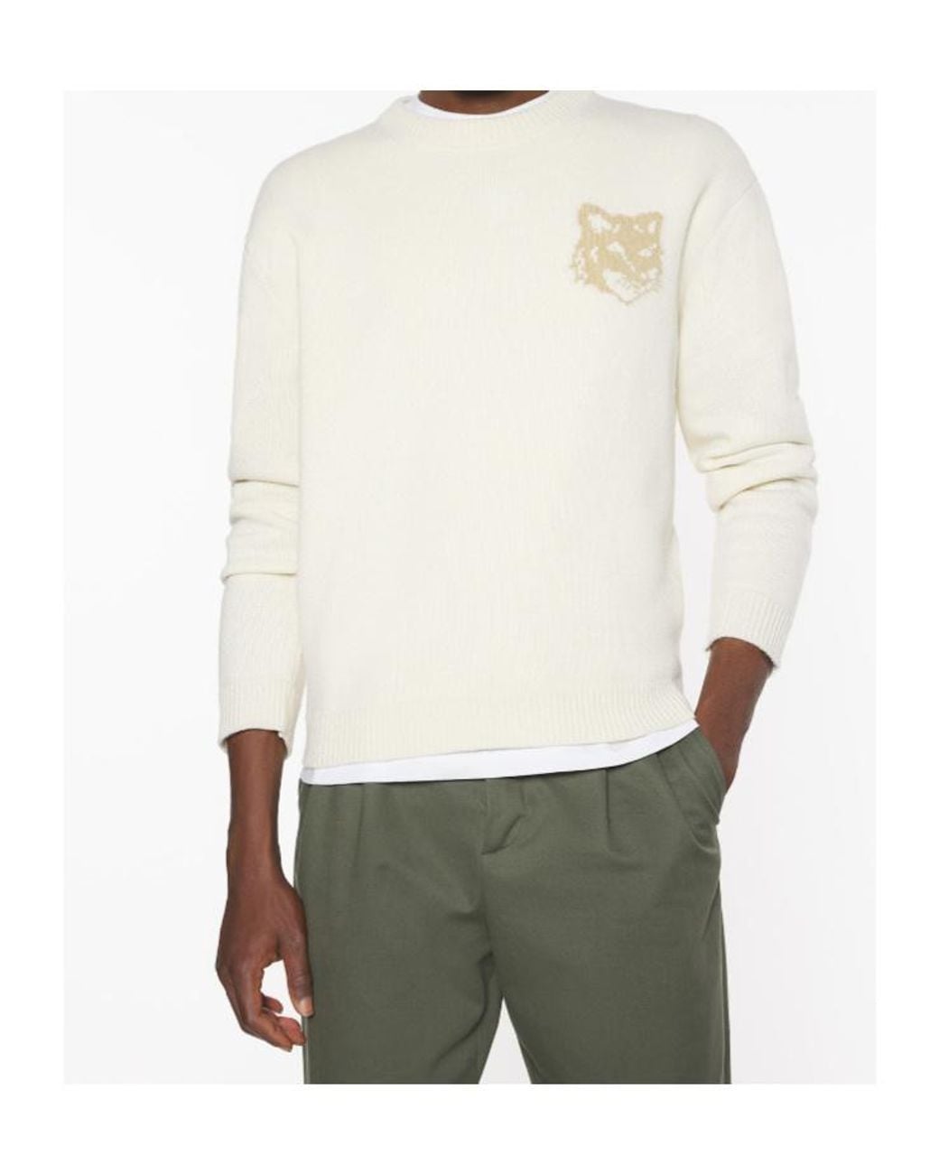 Maison Kitsuné White Maison Kitsuné Fox Head Intarsia Jumper for men