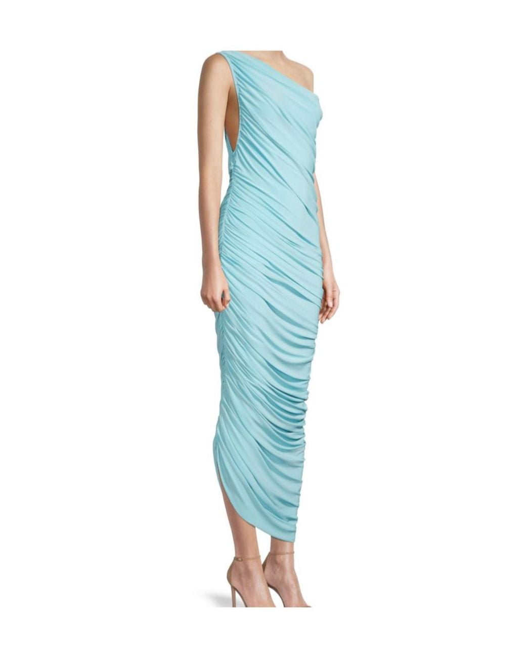 Norma Kamali Blue Diana One-Shoulder Gown