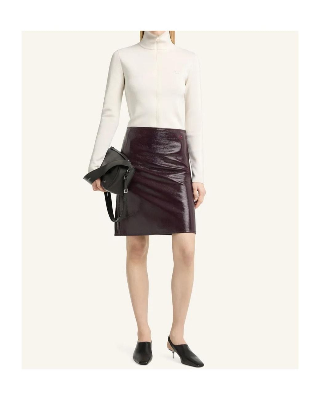 Courreges White Courrèges Zip-Up High Collar Knitted Top