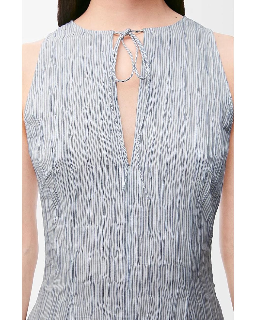 Loewe White Striped Asymmetric Hem Dress