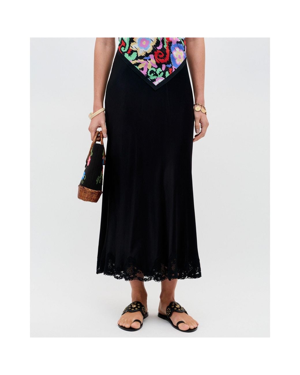 Rixo Black Pleated Skirt