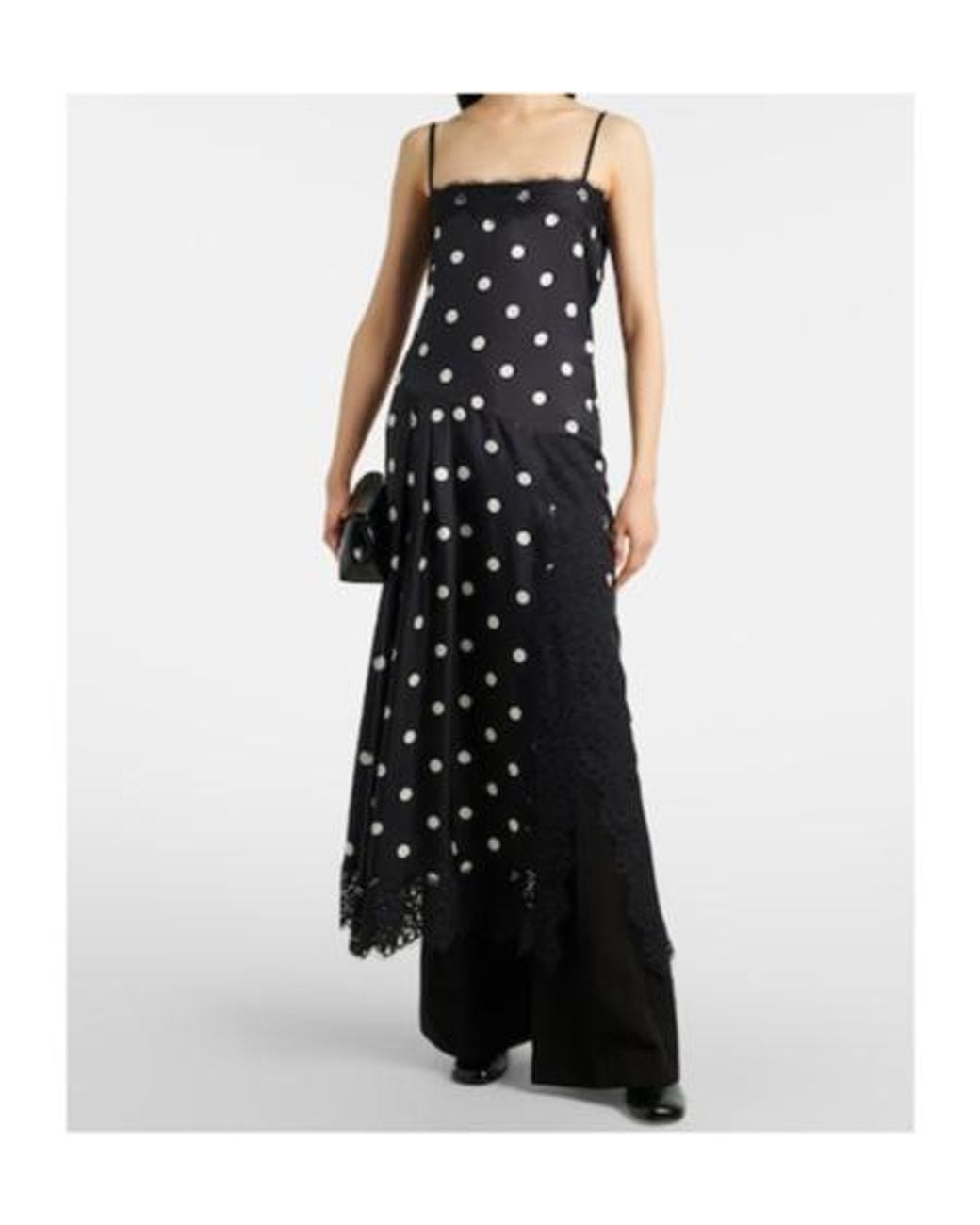 Sportmax Black Capo Polka-Dot Silk Slip Dress