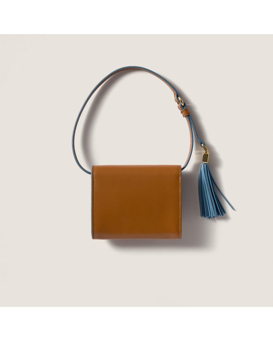 Miu Miu White Leather Wallet With Shoulder Strap