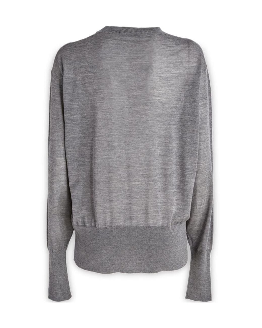Stella McCartney Gray Cut Out-Detail Crewneck Knitted Top