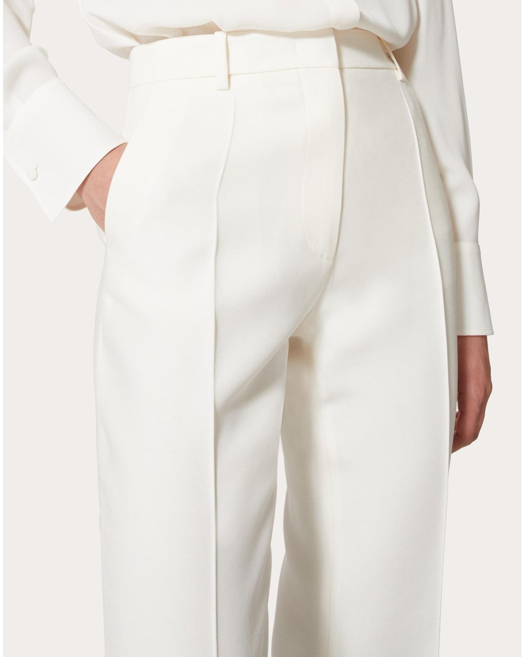 Valentino White High-Waist Tailored-Cut Trousers