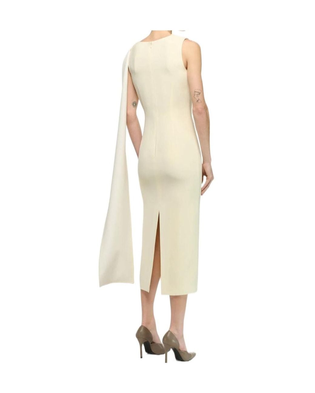 Roland Mouret White Sash-Detail Midi Dress