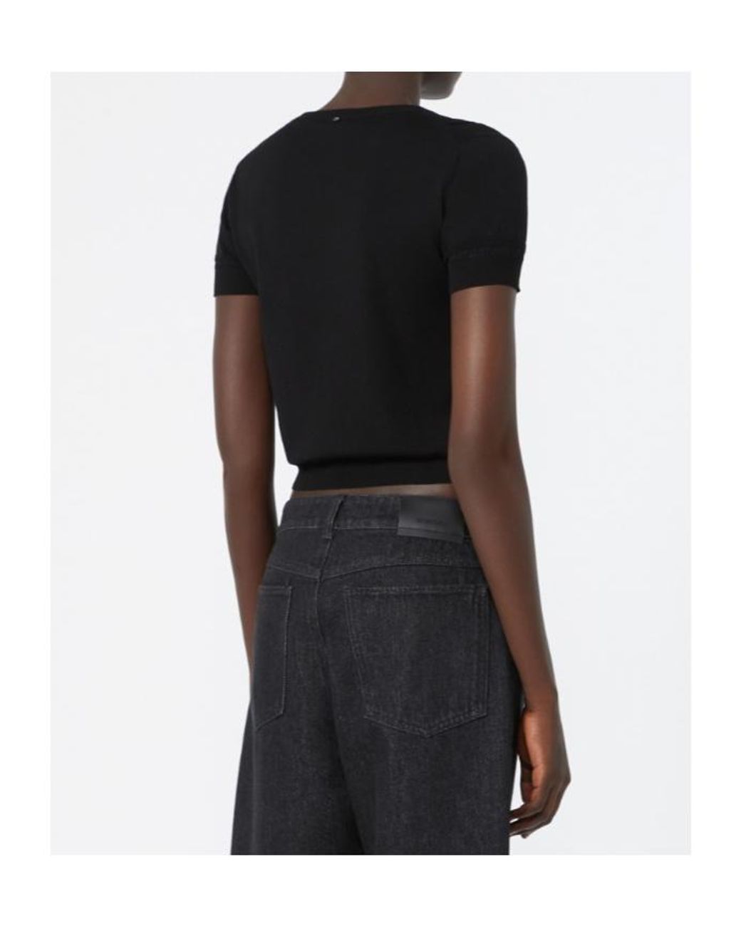 Sportmax Black Short-Sleeved Knit Top
