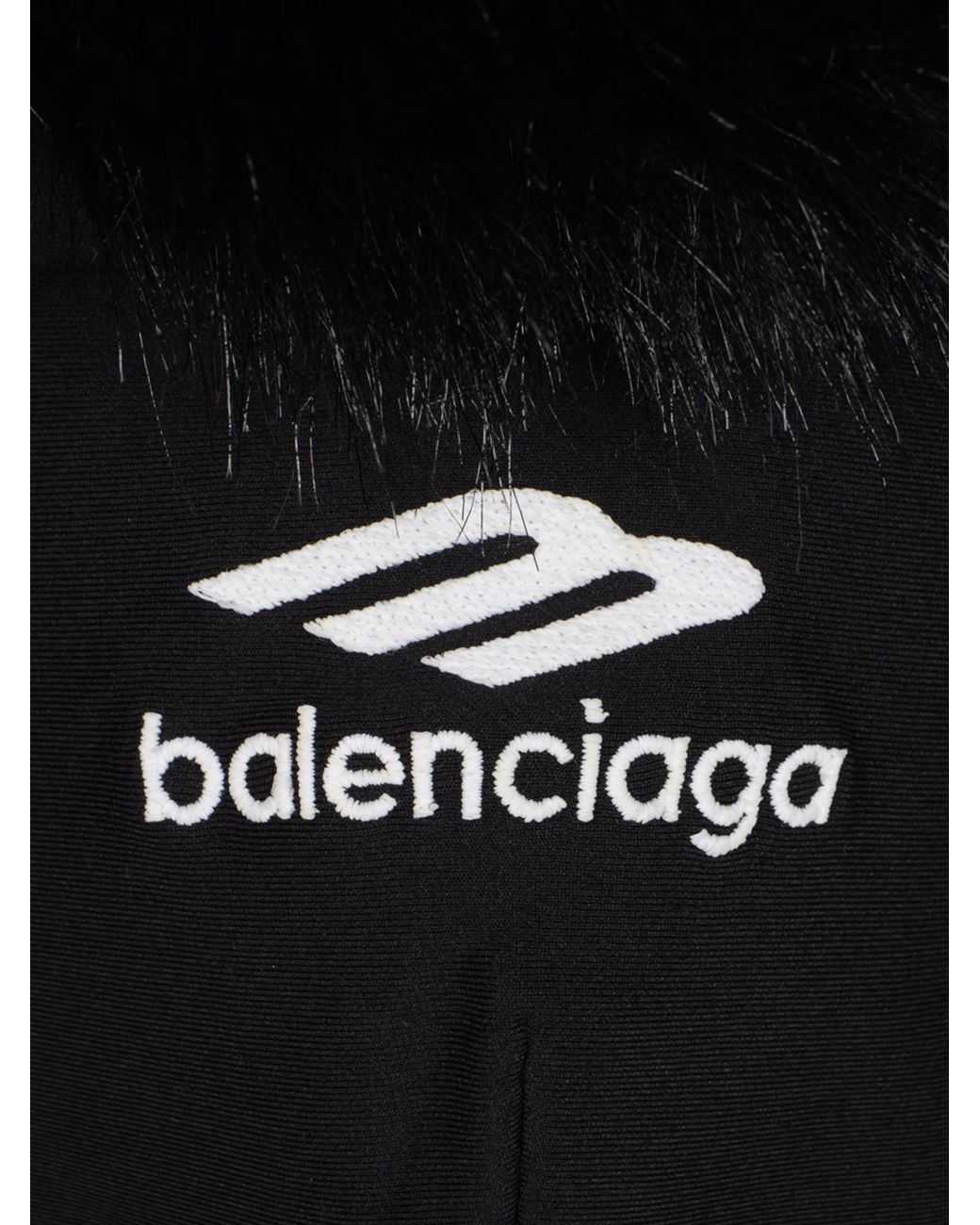Balenciaga Black Fluffy Zip-Up Hooded Jacket