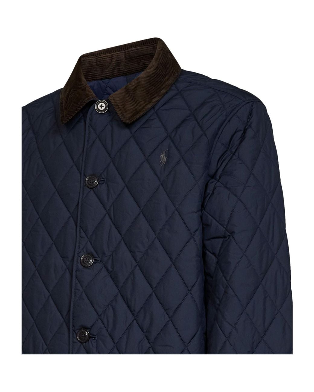 Polo Ralph Lauren Blue Quilted Corduroy-Collar Coat for men