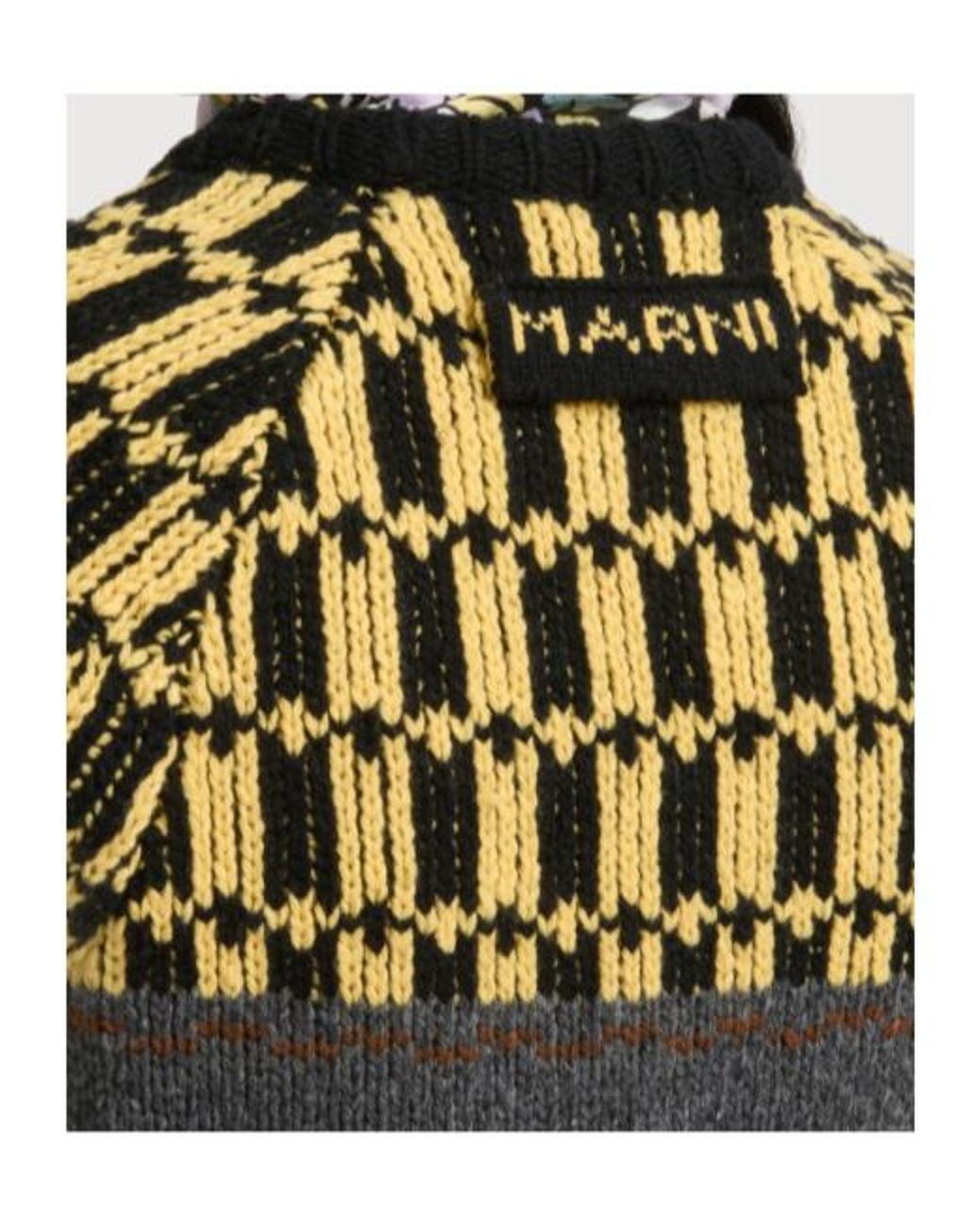 Marni Green Checked Short-Sleeve Knitted Sweater