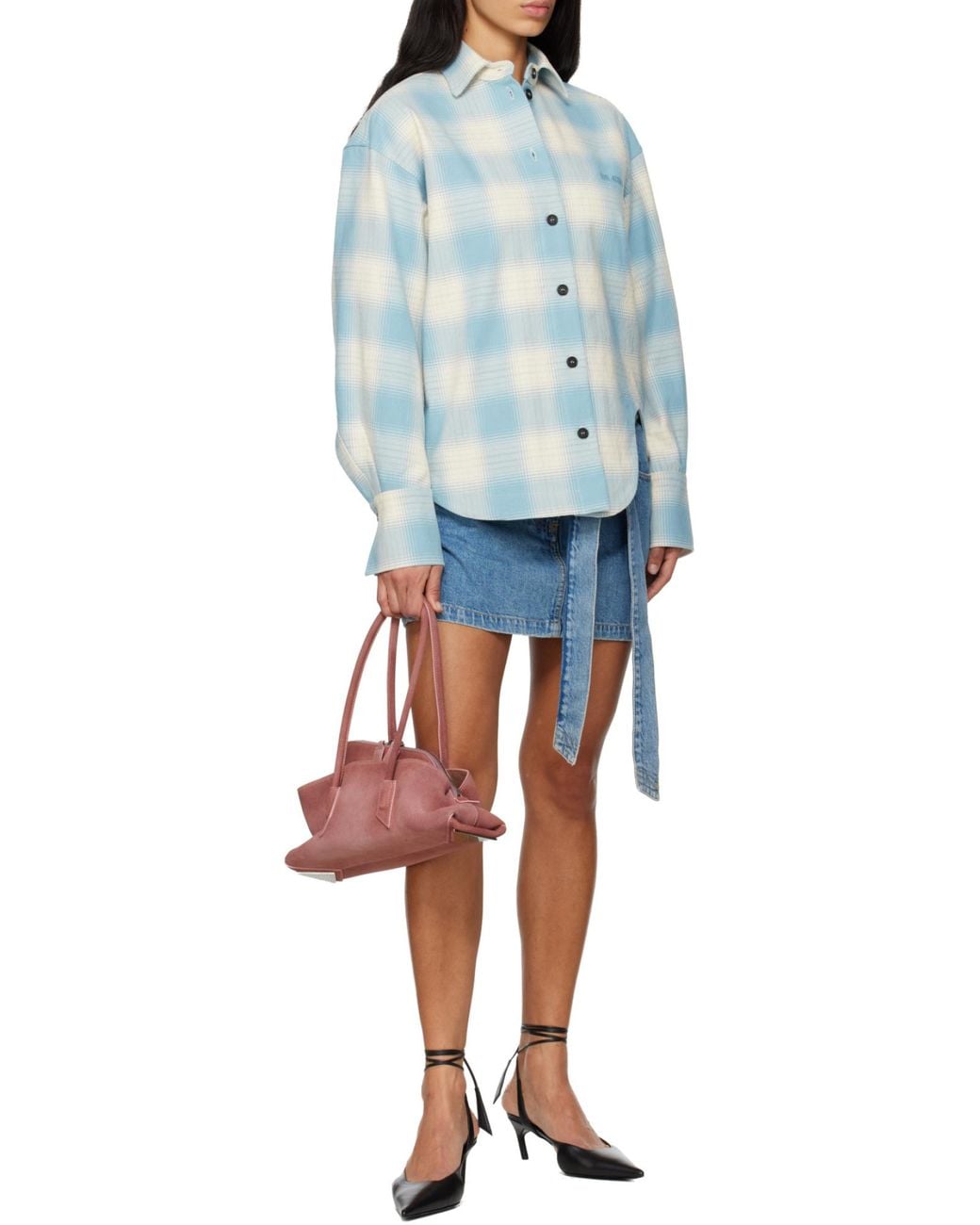 The Attico Blue The Belted Tie-Detailed Mini Skirt