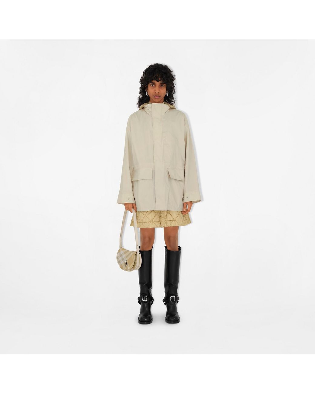Burberry Natural Ekd Check-Print Hooded Jacket
