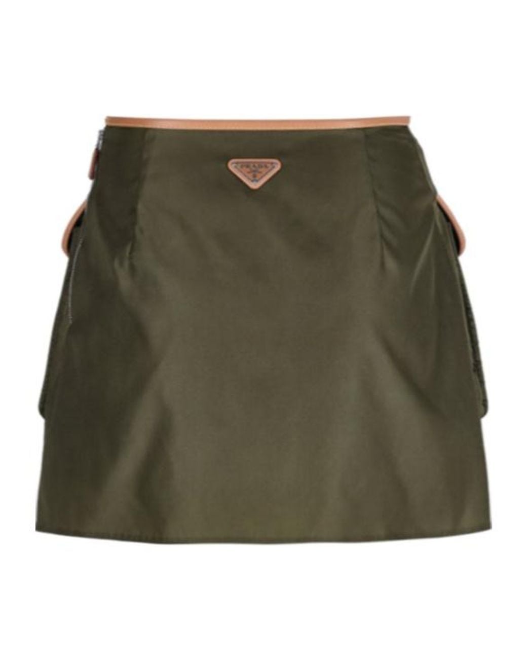 Prada Green Logo Patch Pocket-Detailed Mini Skirt