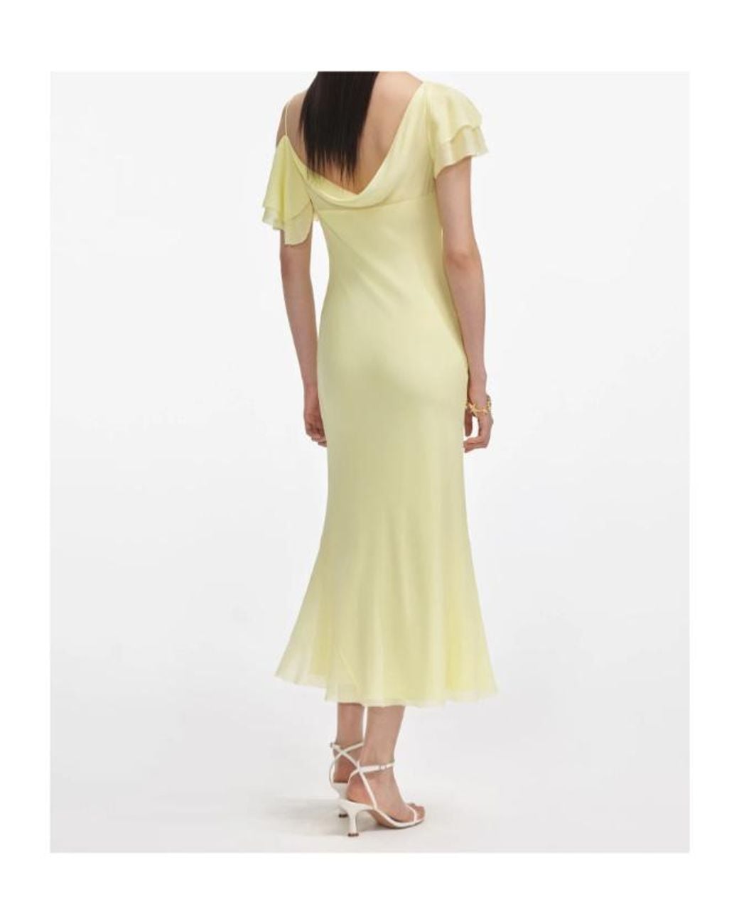 Self-Portrait Yellow Georgette Frill Midi Dress