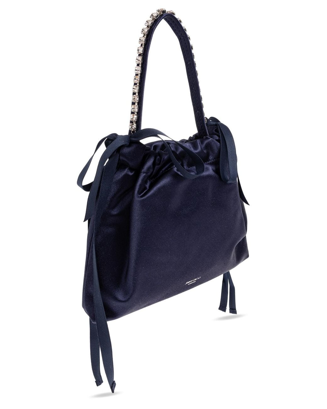Jimmy Choo Blue Drawstring Satin Mini Shoulder Bag
