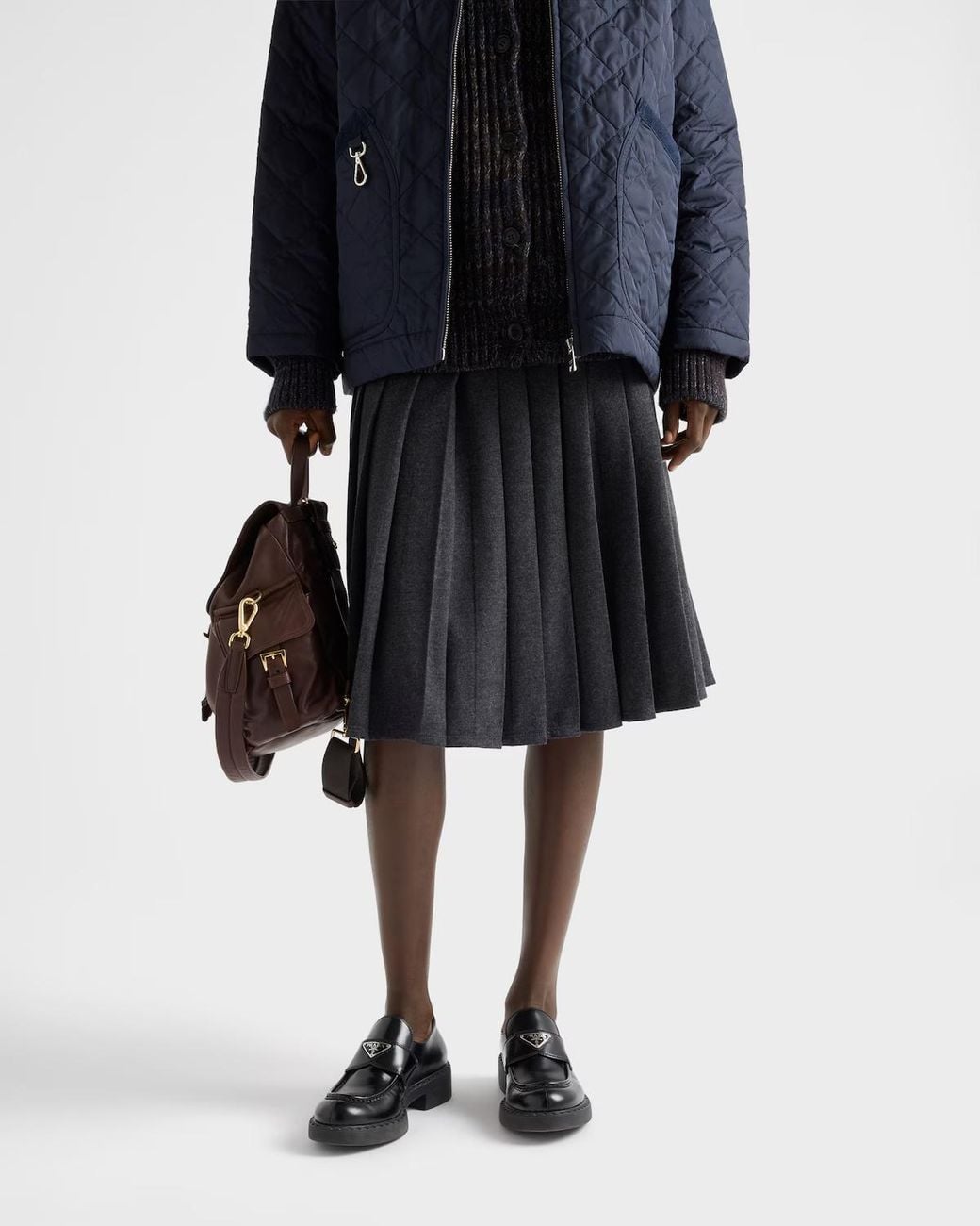 Prada Black Pleated Jersey Skirt