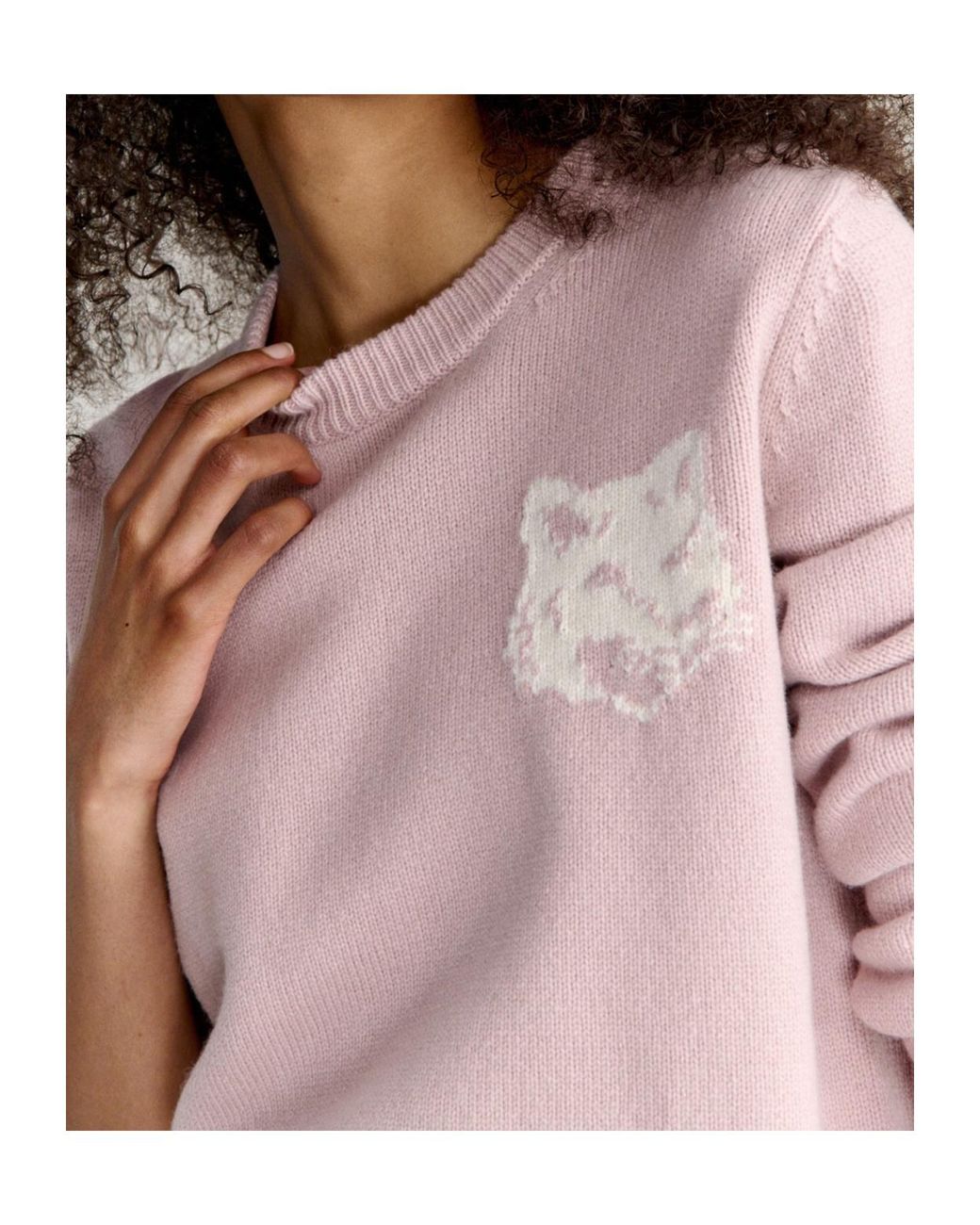 Maison Kitsuné Pink Fox Head Intarsia Merino Jumper