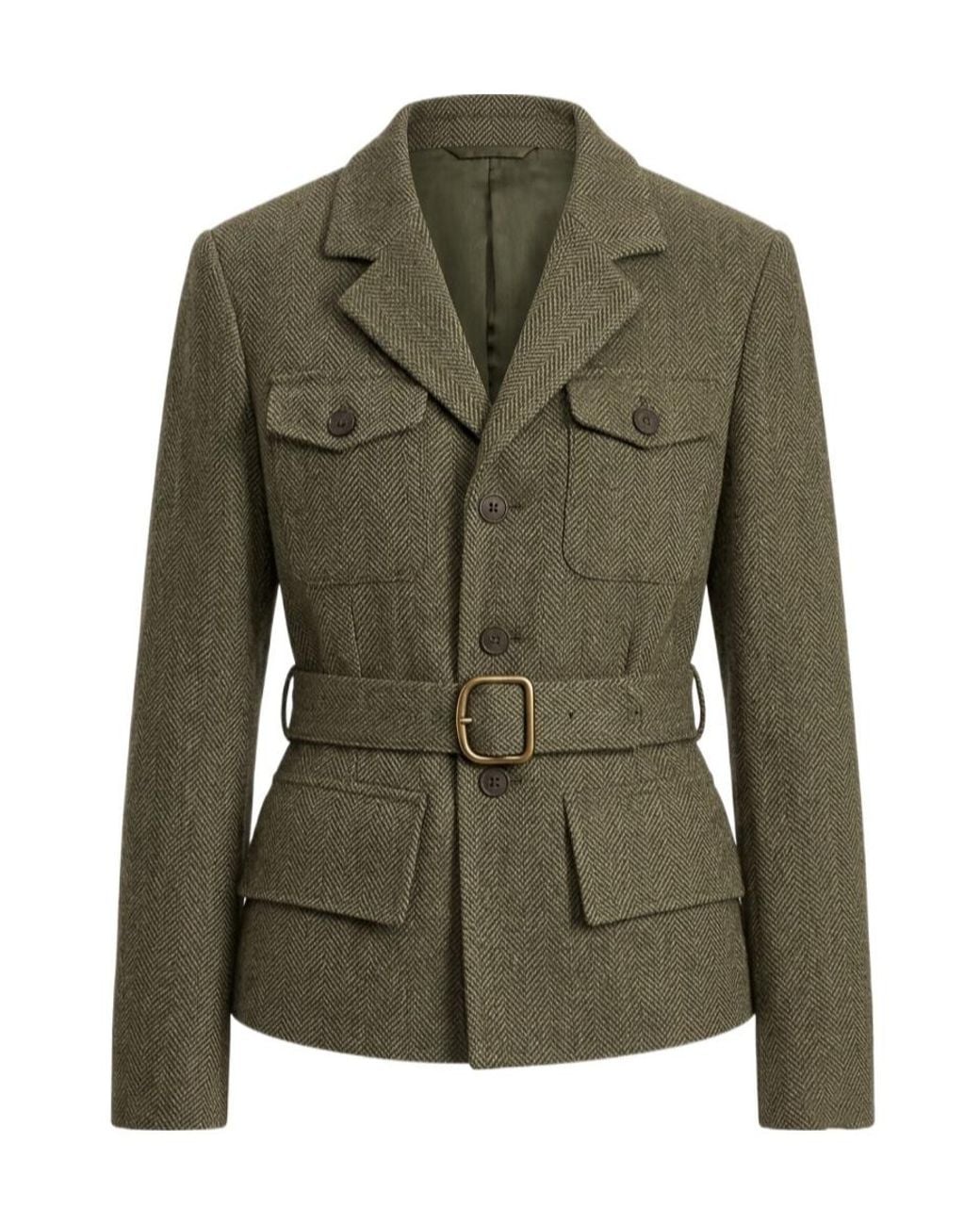 Polo Ralph Lauren Green Ralph Lauren Belted Herringbone Blazer