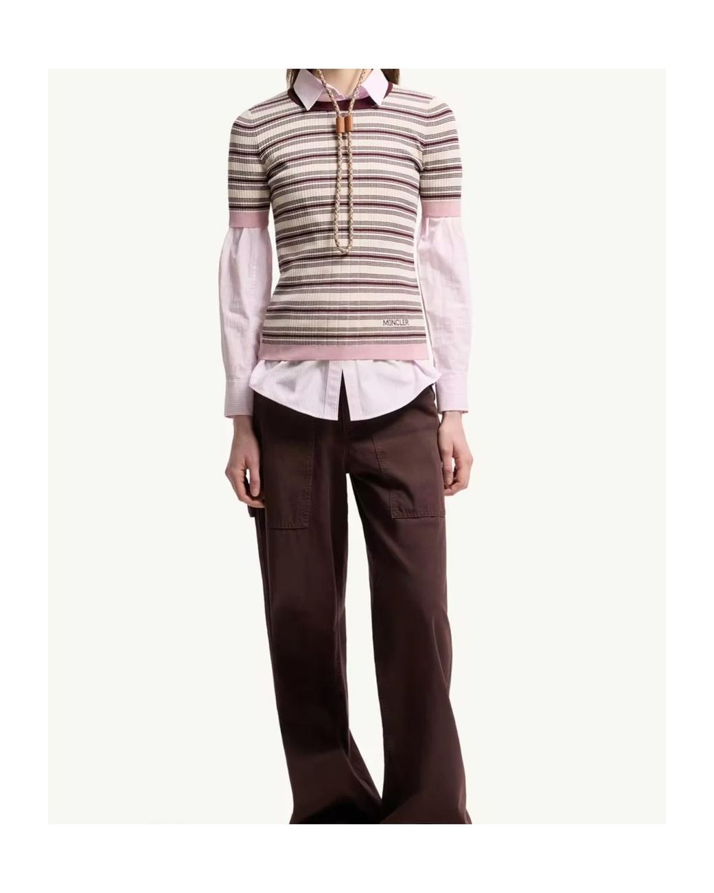 Moncler White Striped Knitted T-Shirt