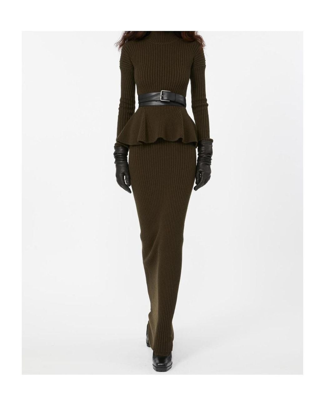 Max Mara Green Boris Knit Ribbed Skirt