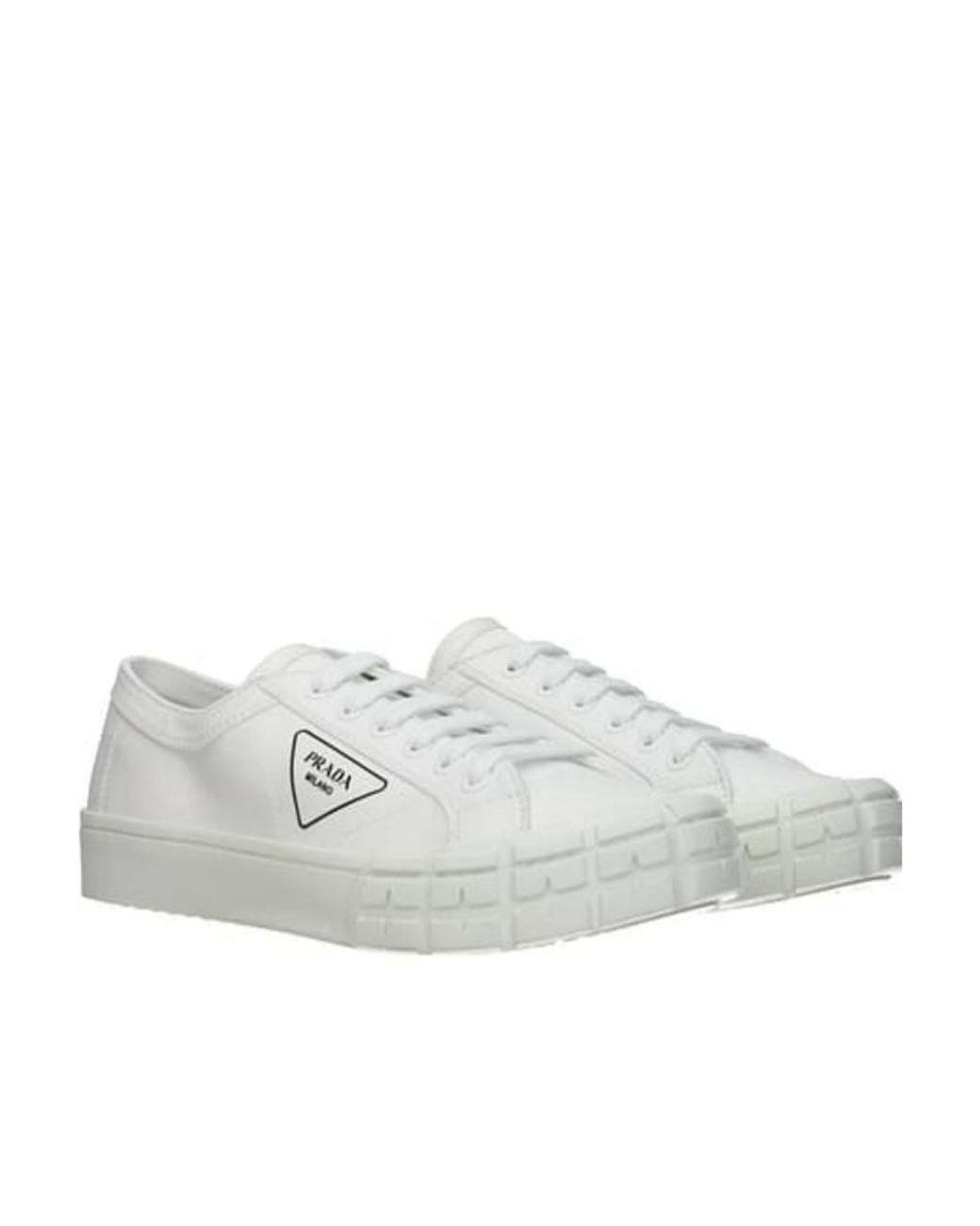 Prada White Logo Low-Top Sneakers for men