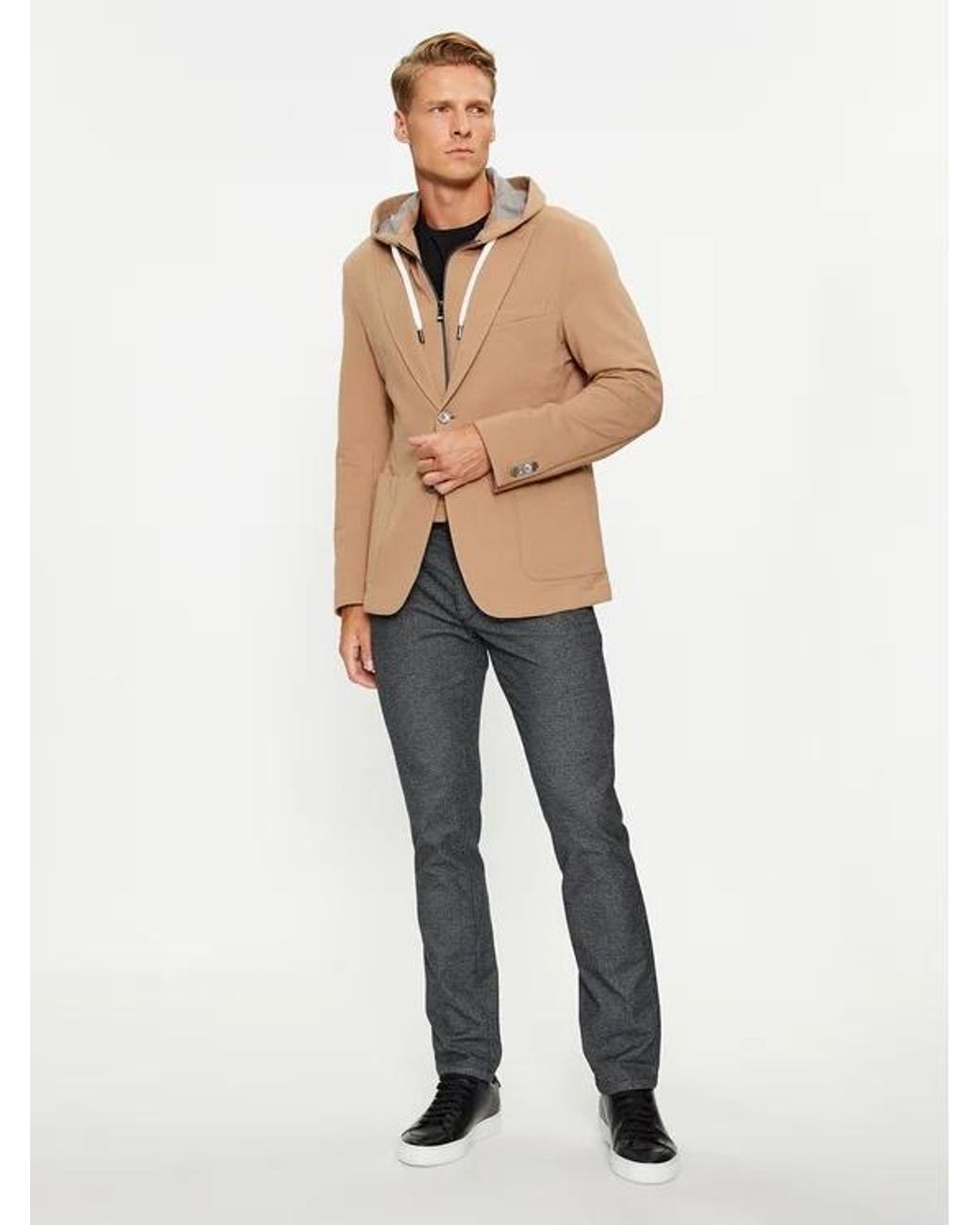 Boss Blue Belt-Loop Casual Pants for men