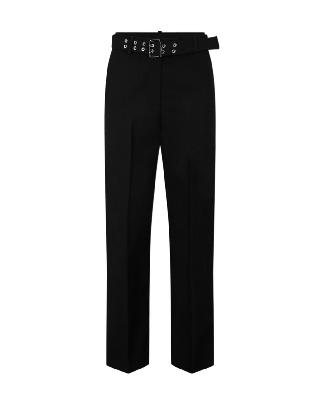 Ganni Black Pin Buckle Belt Casual Pants