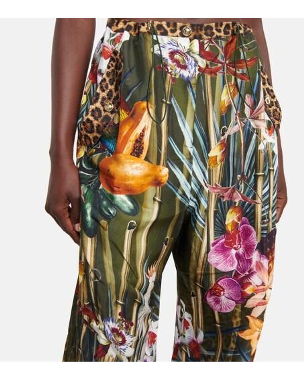 Camilla White Floral Silk Balloon Pants