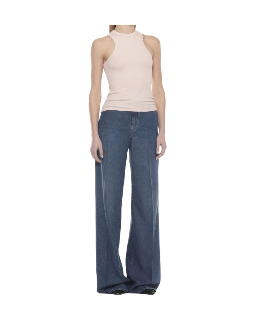 Dondup Blue High-Rise Wide-Leg Jeans