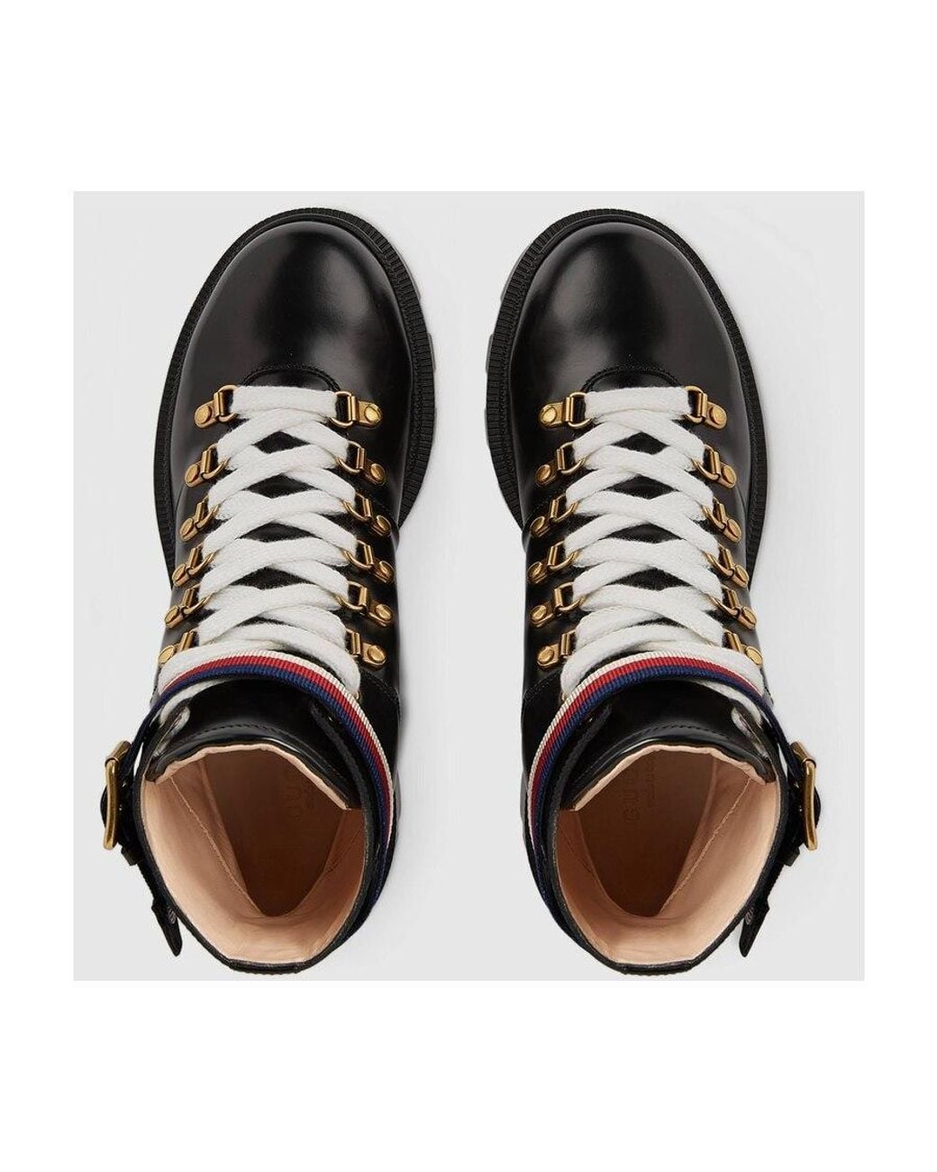 Gucci Black Leather Ankle Boot With Sylvie Web