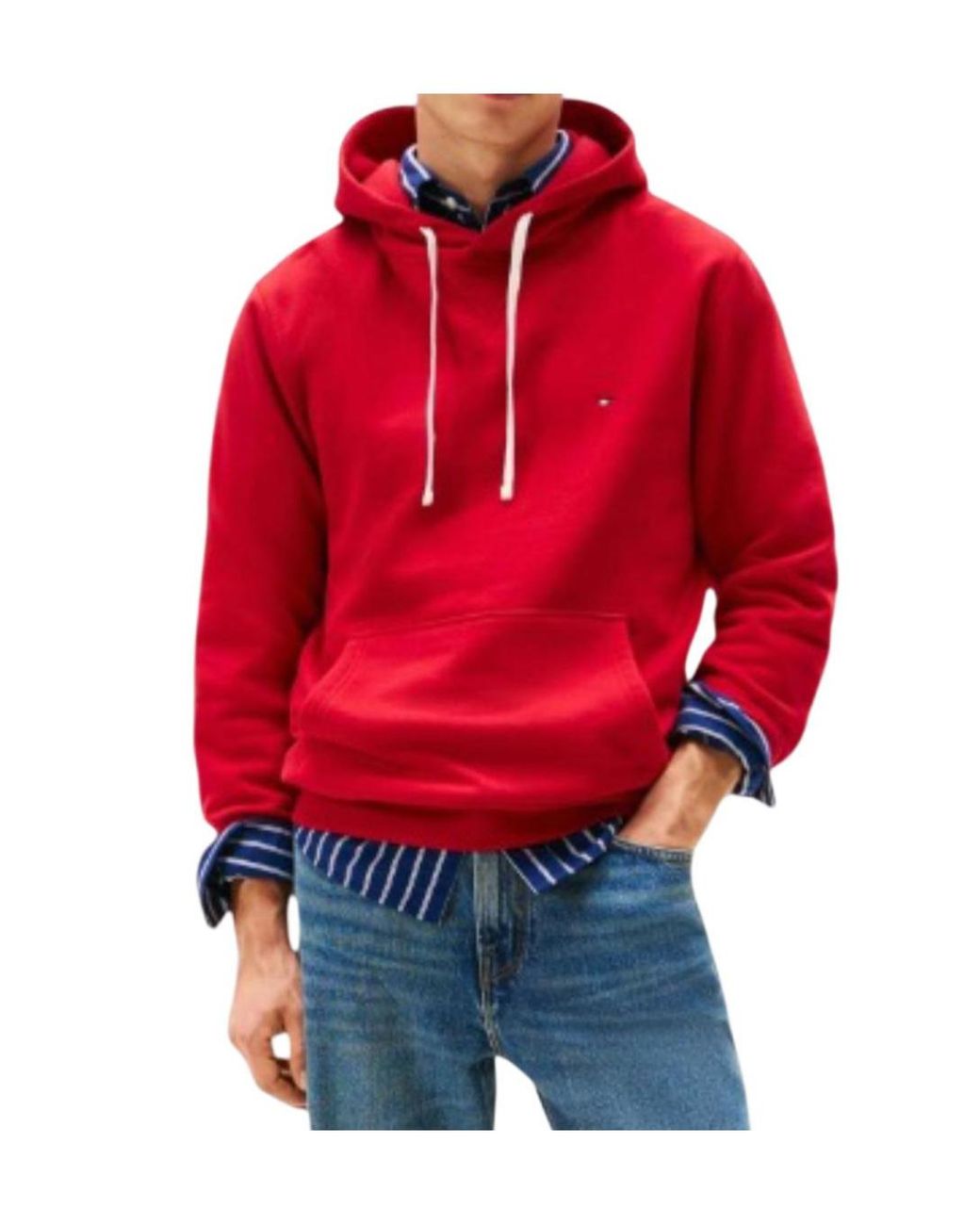 Tommy Hilfiger Red Long-Sleeve Hooded Sweatshirt for men