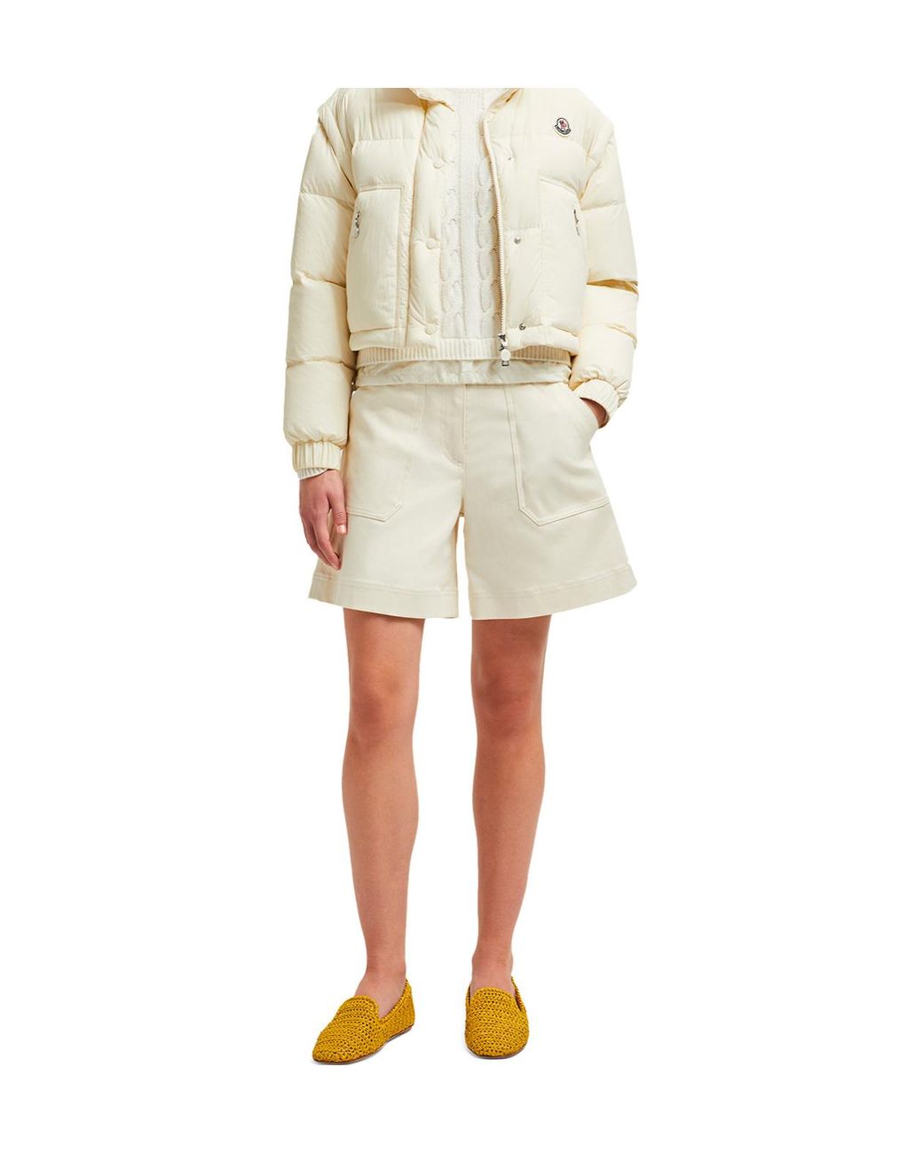 Moncler Natural Logo Patch Pocket Shorts