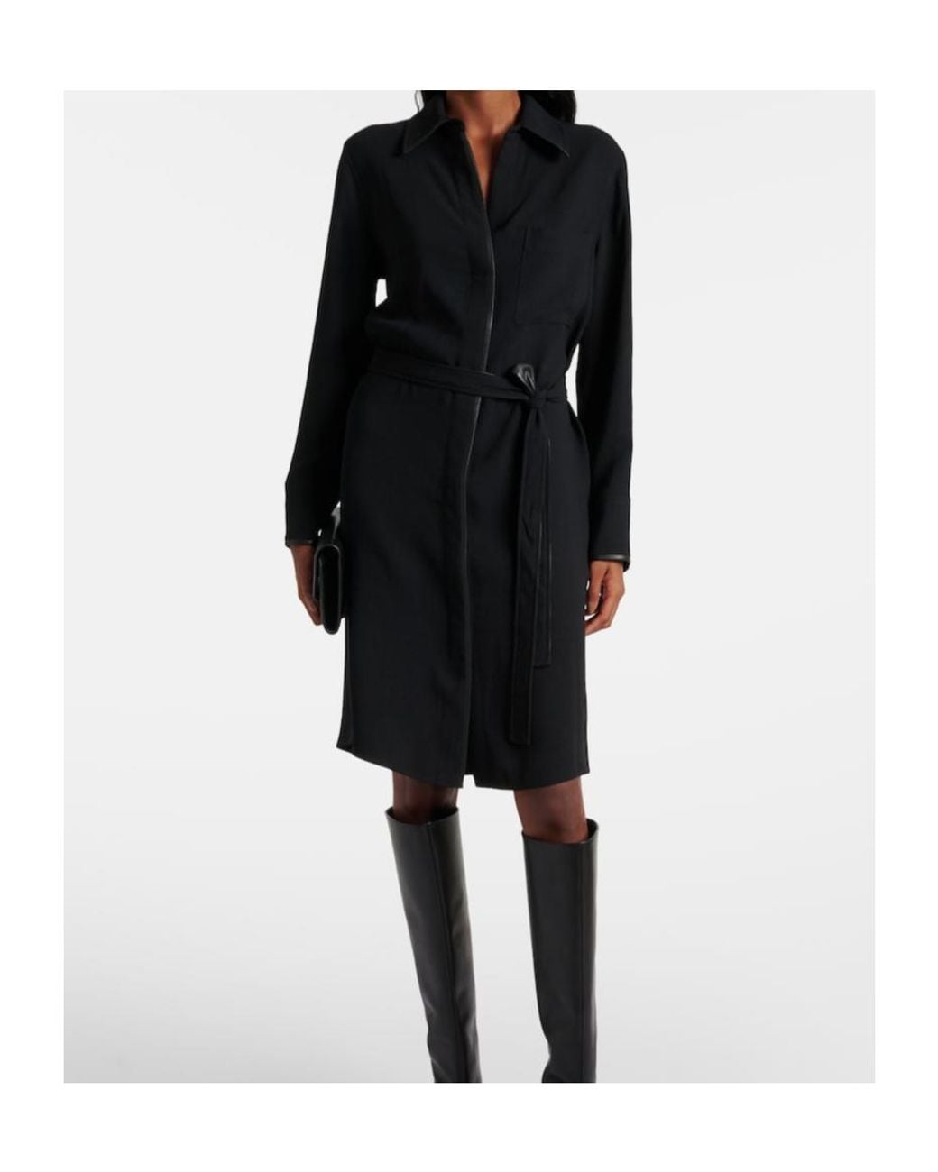 Vince Black Belted Midi Dress