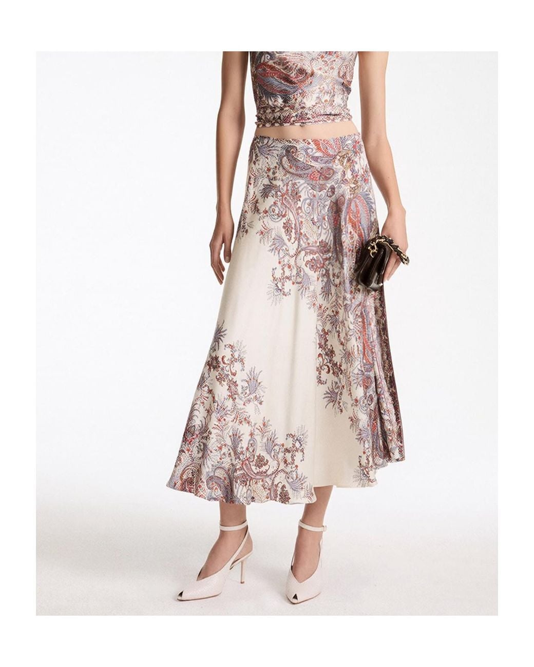 Marella Multicolor Printed Satin Skirt