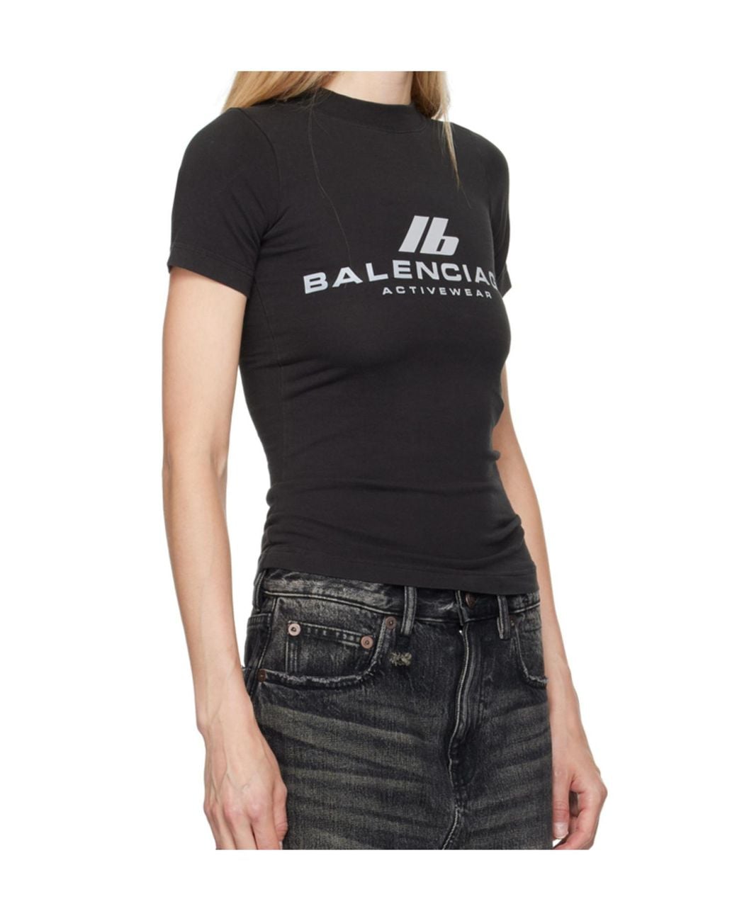 Balenciaga Black Activewear Fitted T-Shirt