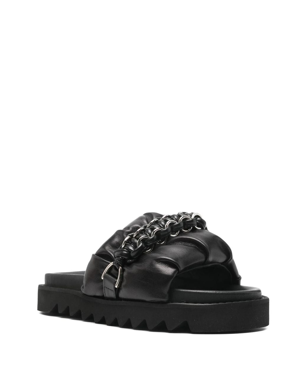 Toga Black Chain-Detail Flat Sandals